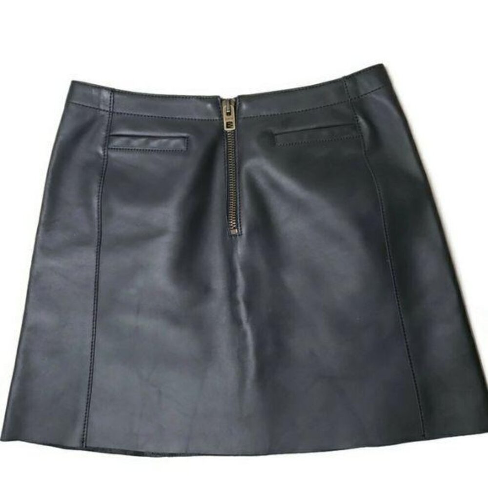 Coach Black Leather Mini Skirt With Back Zip and faux pockets sexy classic - Picture 6 of 11